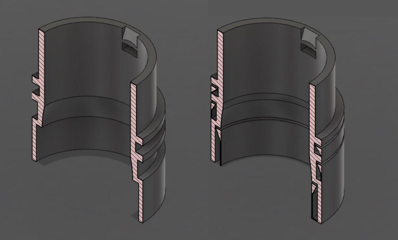 cut-away CAD view showing modeled support structures